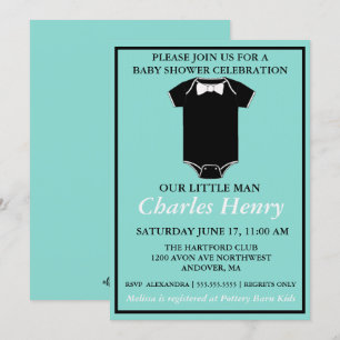 Convites BABY Little Man Tuxedo Sprinkle Party - Chá