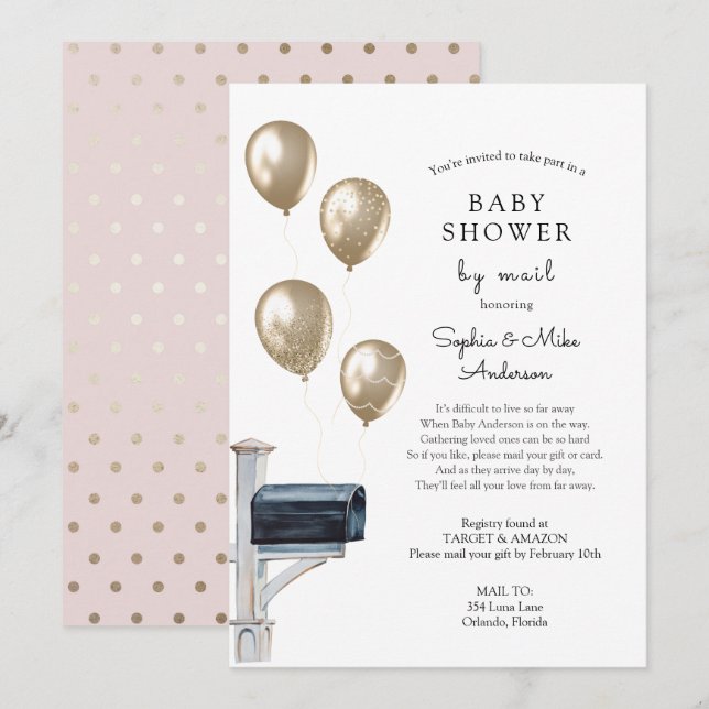 Convites Baby Long Distance Chá por Email (Frente/Verso)