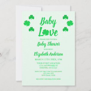 Convites Baby Love Shamrock Chá de fraldas
