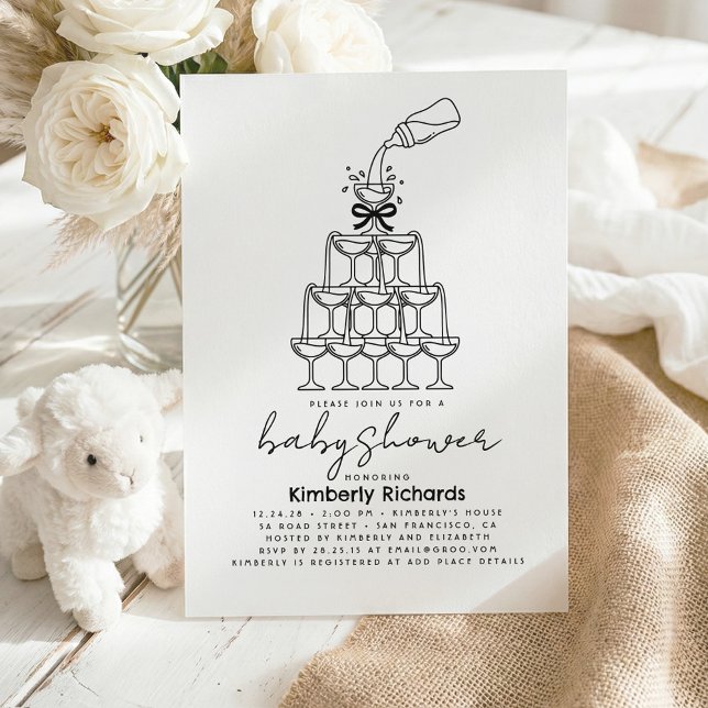 Convites Baby Milk Bottle Champagne tower Funny Baby Shower (Milk Bottle Champagne Tower Whimsical Funny Gender Neutral Baby Shower Invitations)