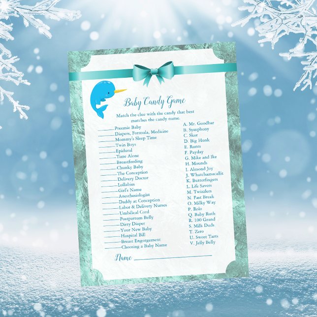 Convites Baby Narwhal Jogo de Chá de Doces Bebês (Criador carregado)