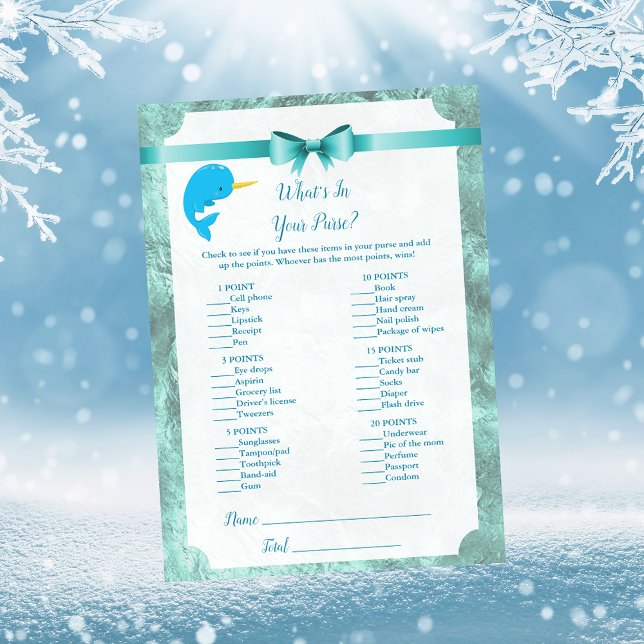 Convites Baby Narwhal O que há no seu jogo de Chá de fralda (Criador carregado)