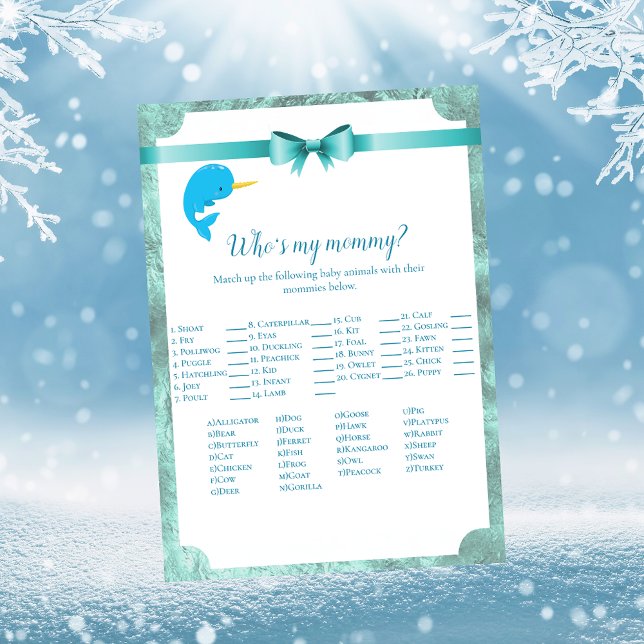 Convites Baby Narwhal, que é o meu jogo de Chá de fraldas d (Criador carregado)