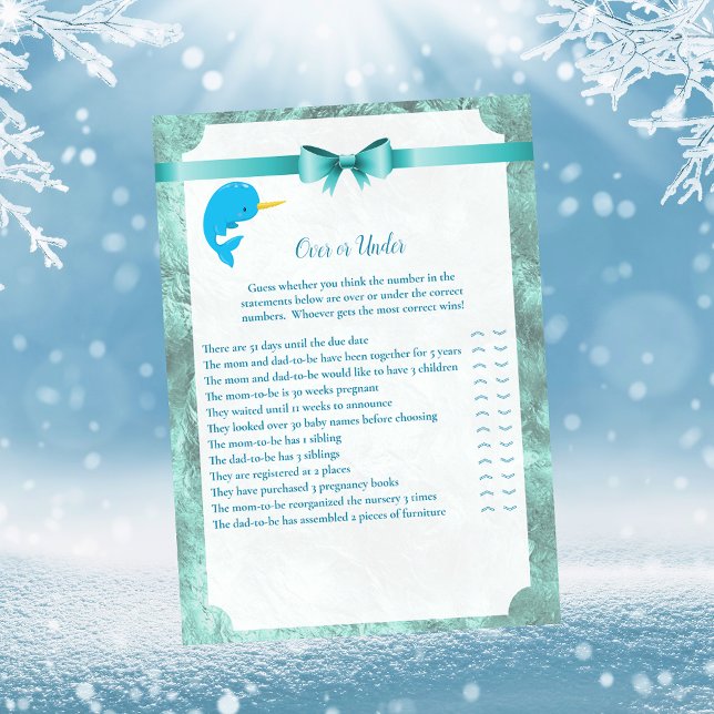 Convites Baby Narwhover sobre ou Sob Jogo de Chá de fraldas (Criador carregado)