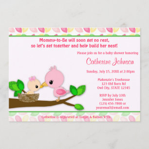 Convites Baby Nest Baby Shower Invitations Mamãe Garota