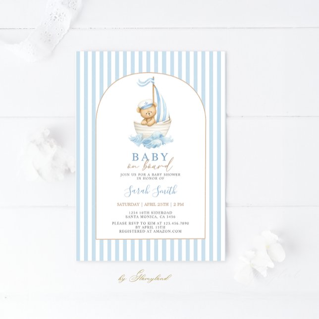 Convites Baby on Board Baby Shower Boy (Criador carregado)