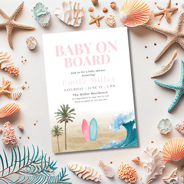 Convites Baby On Board Baby Shower, Surf Beach Baby Shower (Criador carregado)