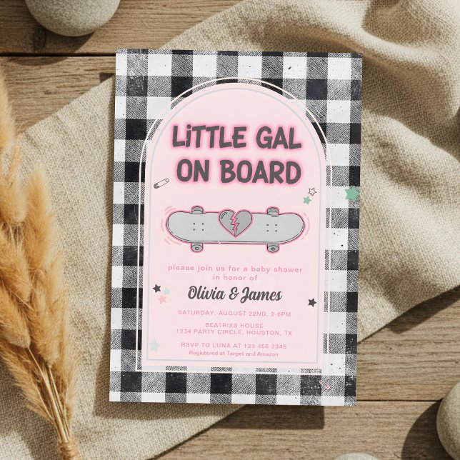 Convites Baby on Board Skateboard Baby Shower party (Criador carregado)