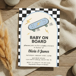 Convites Baby on Board Skateboard Baby Shower party