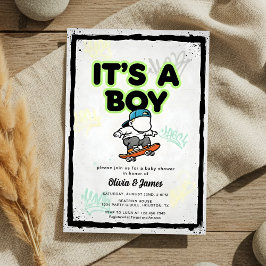Convites Baby on Board Skateboard Baby Shower party Invitat