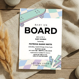 Convites Baby on Board Skateboard Baby Shower party Invitat