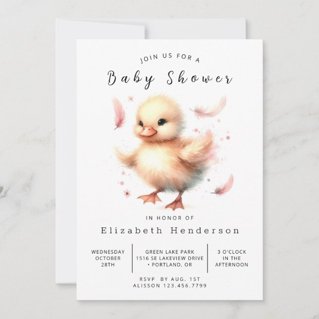 Convites Baby Online Duck Chá de fraldas (Frente)