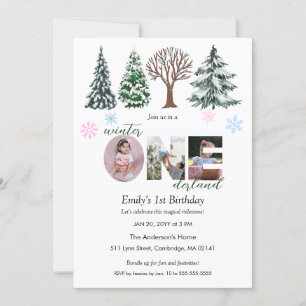 Convites Baby Photo Winter ONEderland Primeiro Aniversário