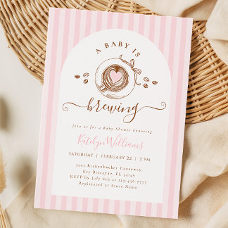 Convites Baby Pink Coffee Baby Shower Invitation