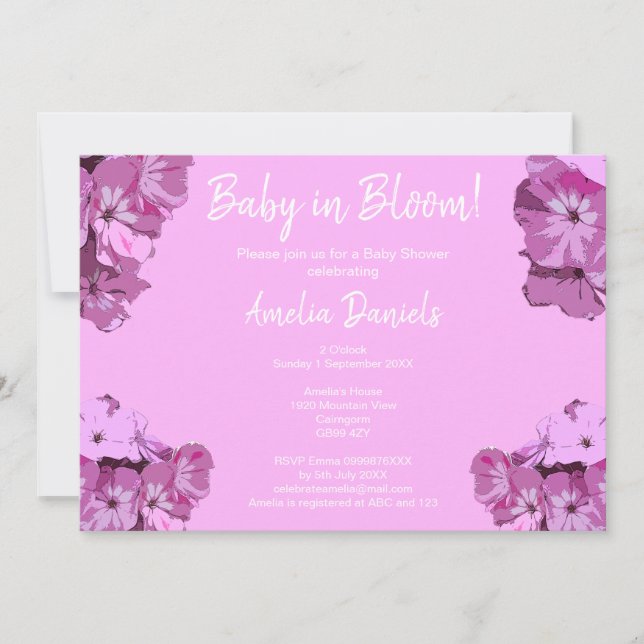 Convites Baby Pink Floral Baby Shower Invitation (Frente)