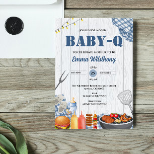 Convites Baby-Q Churrasco de Bebê Menino Plaid Rustico ao A