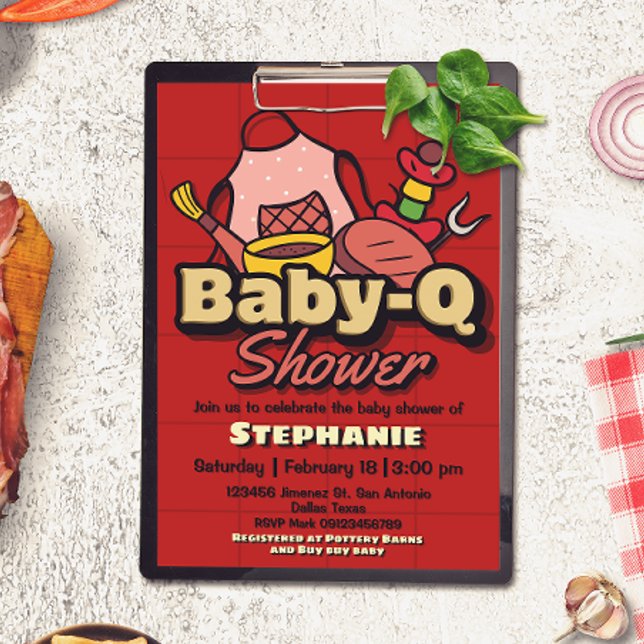 Convites Baby-Q Shower - Barbeque BBQ Grill Baby Shower (Baby-Q Shower - Barbeque BBQ Grill Baby Shower Invitation)