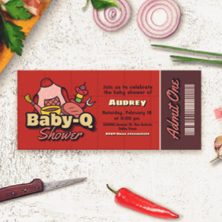 Convites Baby-Q Shower - Barbeque Ticket