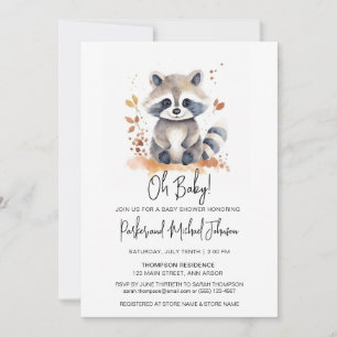 Convites Baby Raccoon Woodland Chá de fraldas