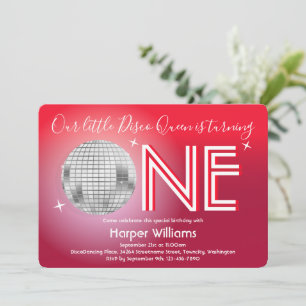 Convites Baby Red Disco Pensou Primeiro Aniversário