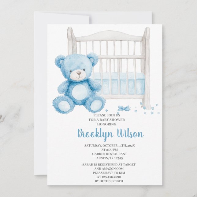 Convites Baby Shower Boy Elephant Invitation (Frente)