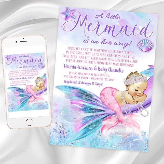 Convites Baby Shower By Mail Mermaid Baby Shower (Baby Shower By Mail Mermaid Baby Shower Invitation. Download and printed invitations available.)