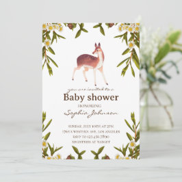 Convites Baby Shower Card, Woodland Baby Shower Card, Gende