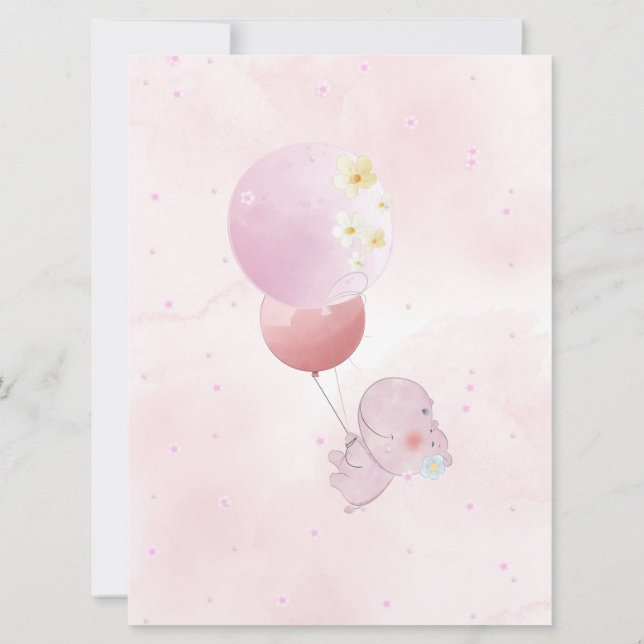 CONVITES BABY SHOWER CUTE HIPO. FOR BABY GIRL (Verso)
