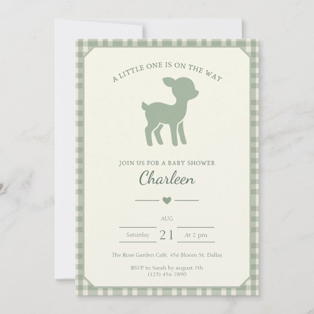 Convites Baby Shower Deer Invitation (Frente)