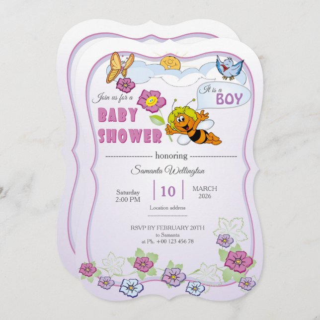 Convites  baby shower for boy (Frente/Verso)