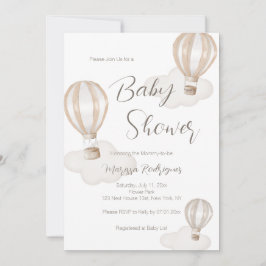 Convites Baby Shower Hot Air Balloons Gender Neutral
