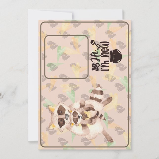 Convites Baby Shower Invitation Custom Photo Raccoons Brown (Frente)