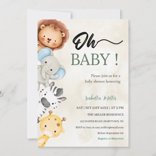Convites Baby Shower Invitation  –Customizable (Frente)