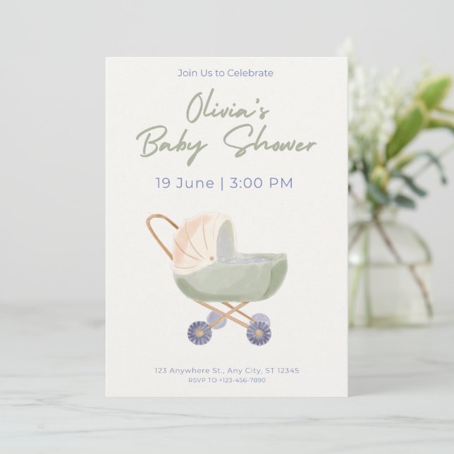 Convites Baby Shower Invitation Cute Bear Theme (Em pé/Frente)