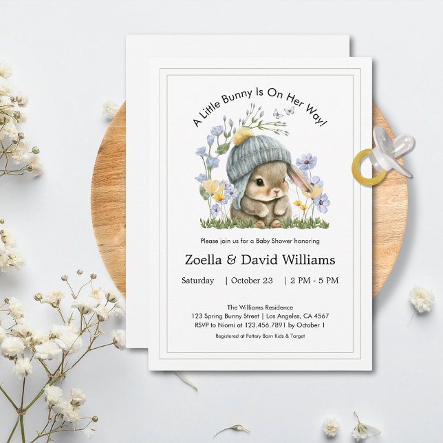Convites Baby Shower Invitation Cute Minimal Bunny (Baby Shower Invitation Cute Minimal Bunny 7)