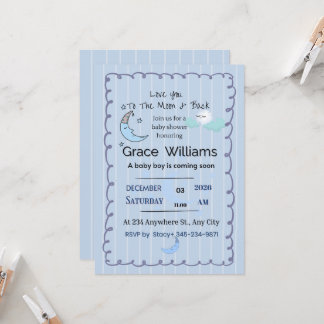 Convites Baby Shower Invitation | Elegant Blue Gradient Cus