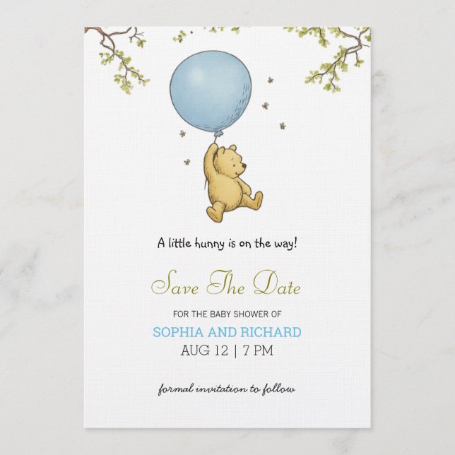 Convites Baby shower invitation featuring a cute bear  (Frente)