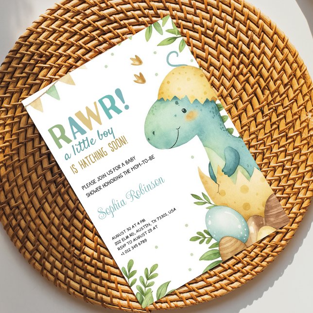 Convites Baby shower invitation featuring a dinosaur  (Criador carregado)