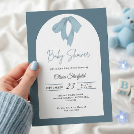 Convites Baby Shower Invitation for Boy – Blue Bow, Modern