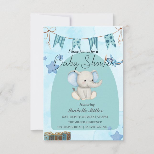 Convites Baby Shower Invitation for Boy –Customizable (Frente)