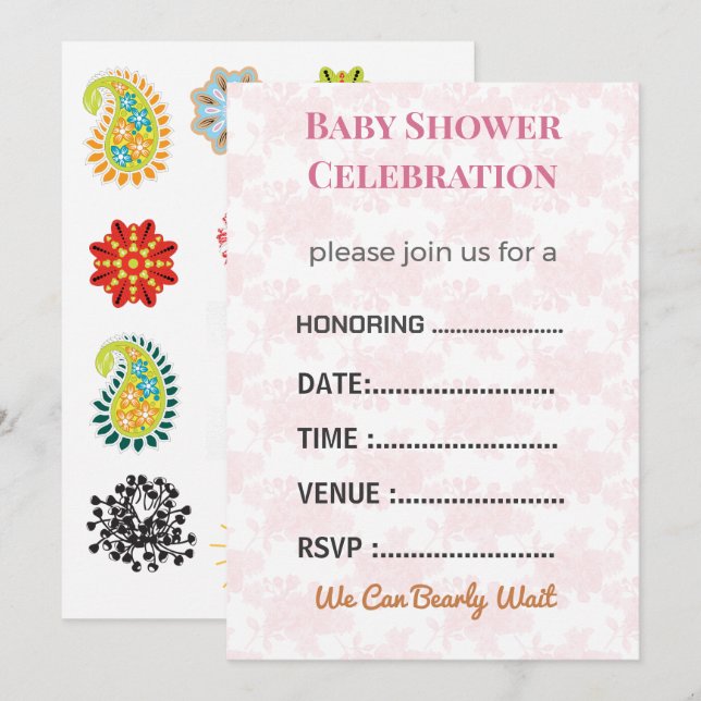 Convites Baby Shower Invitation Gender Reveal | Modern (Frente/Verso)