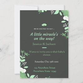 Convites Baby Shower Invitation Green & Black