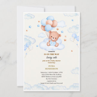 Convites Baby shower invitation in the shape of a blue 