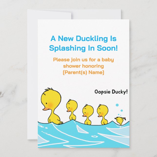 Convites Baby Shower Invitation – Oopsie Ducky (Frente)