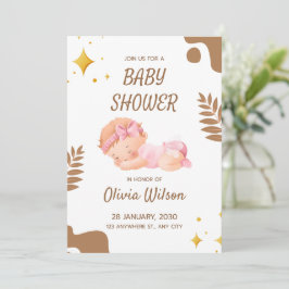 Convites Baby Shower Invitation Soft Pink Aesthetic