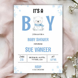 Convites Baby shower invitation with a cute bear 