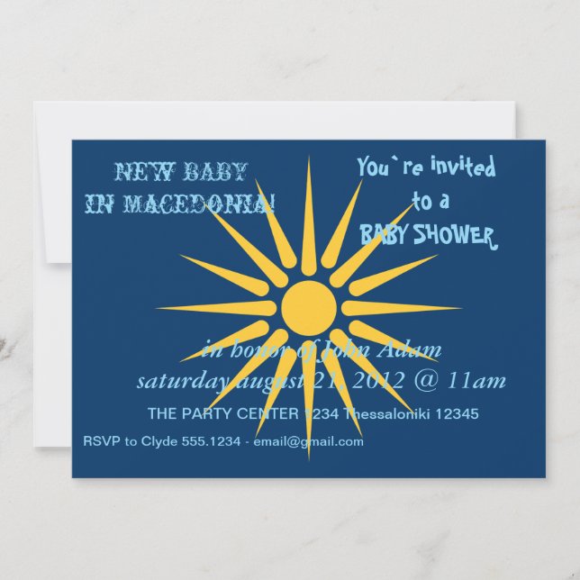 Convites Baby Shower Invitation with Flag of Macedonia (Frente)