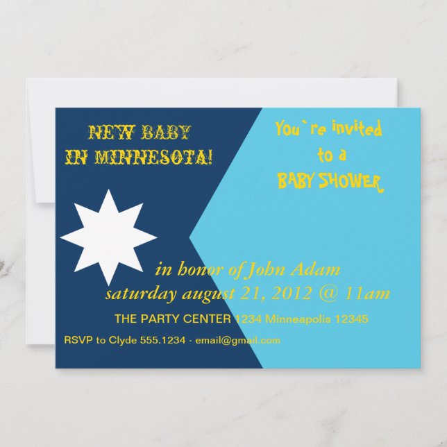 Convites Baby Shower Invitation with Flag of Minnesota, USA (Frente)
