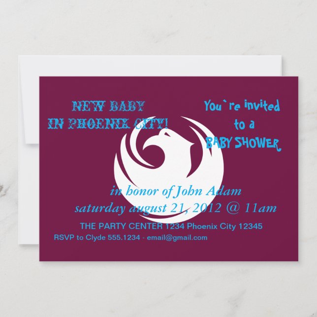 Convites Baby Shower Invitation with Flag of Phoenix City (Frente)