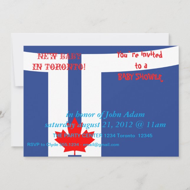 Convites Baby Shower Invitation with Flag of Toronto (Frente)